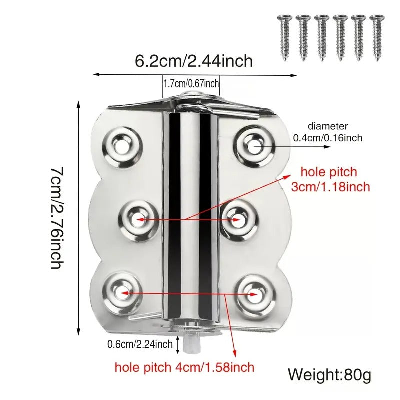 4 Pcs Spring Loaded Hinges Stainless Steel Self Closing Screen Door Hinges 2.4 x 3 Inch for Home Interior, Exterior Doors and Commercial Use